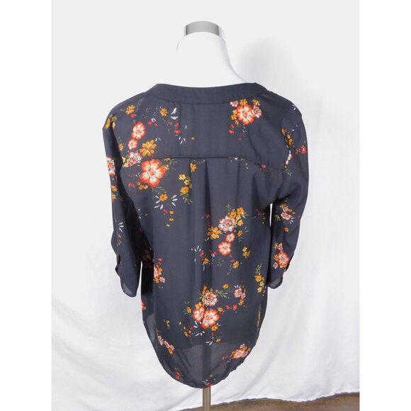 Crescent & Willough M Black Floral Boho Blouse Cottagecore Sheer - Picture 5 of 10